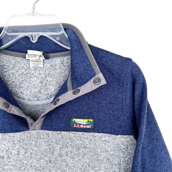 LL Bean Gray Blue Quarter Snap Sweater Sz L 14-16 Kids - Picture 4 of 7